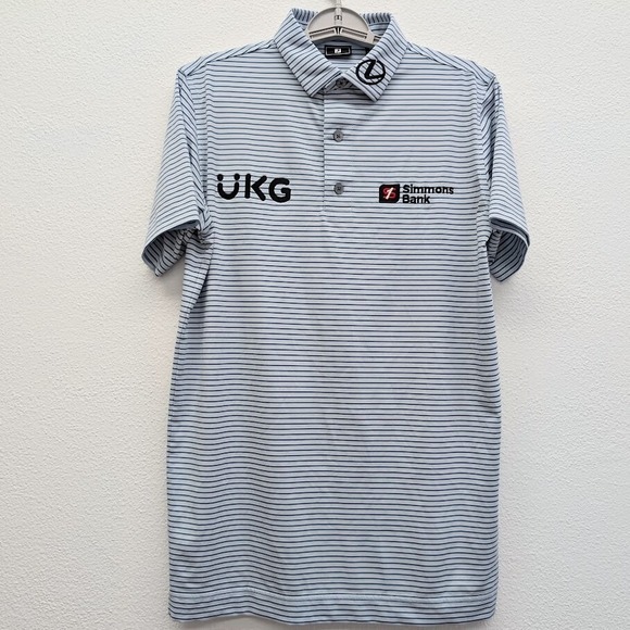 FootJoy Tour Issue Polo Mens‎ Small Blue Striped Performance - Picture 2 of 9